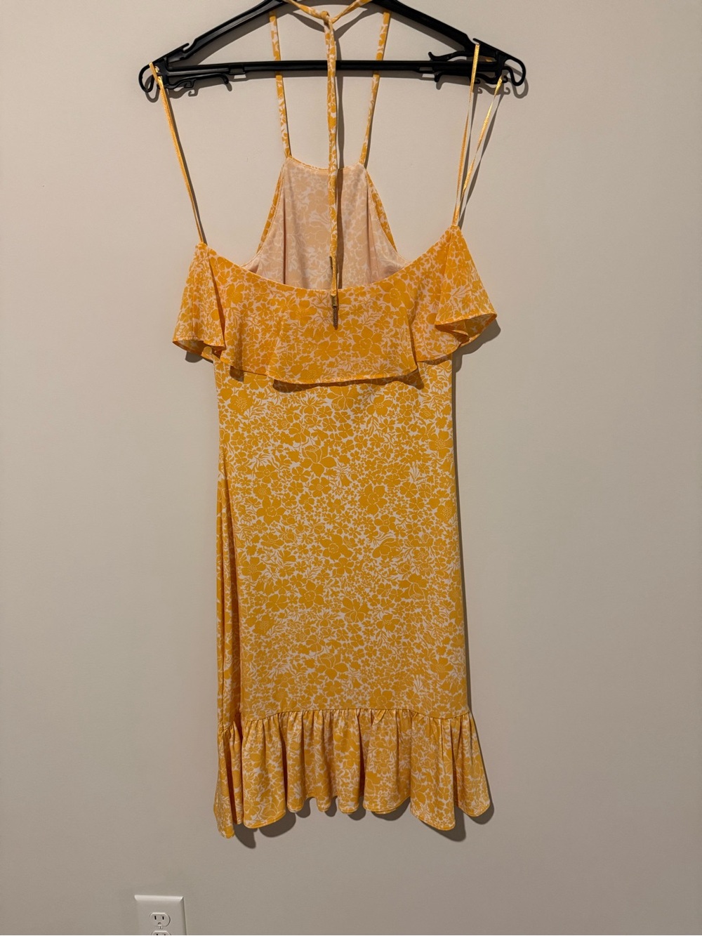Michael Kors Yellow Floral Ruffle Midi Dress PXS